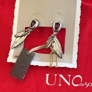 Silver and Purple Leaf Earrings, Swarovski stone